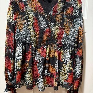 Colorful Smocked Blouse